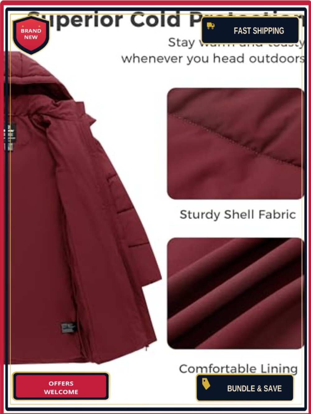 Women's Winter Puffer Jacket Long Parka Warm Hooded Coat Plus Size Waterproof - Picture 4 of 6